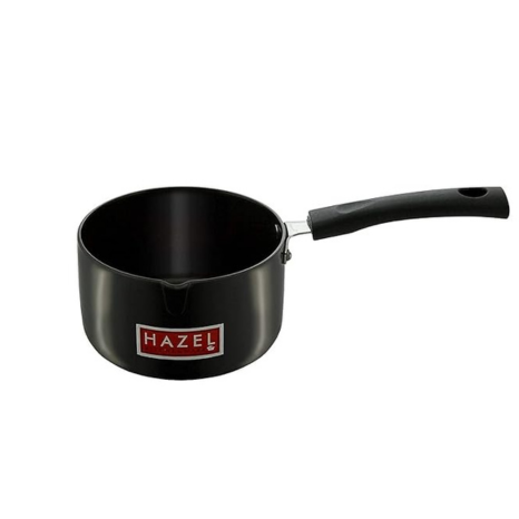 Hazel Hard 3 mm Aluminium Anodized Tea Milk Sauce Pan (12.2 cm, 900 ml, Black)
