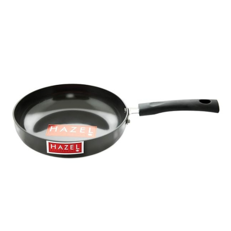 Hazel 3 mm Hard Anodised Frying Pan Aluminium Anodized Fry Pan Induction Base 1750 ml 22 cm Black
