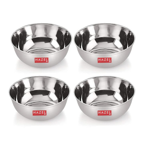 Hazel Stainless Steel Bowl Vati Steel Bowl Set for Kitchen Dinner Bowl Katori Serving Wati Each 270 ml