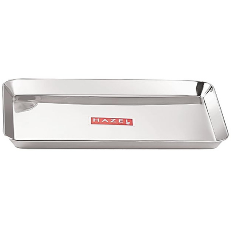 Hazel Stainless Steel Serving Tray Rectangle Premium Rectangular Dining Table Plater (Small)