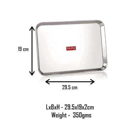 Hazel Stainless Steel Serving Tray Rectangle Premium Rectangular Dining Table Plater (Small)