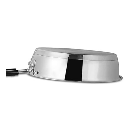 Kanshitas Rasoiware Heavy Geauge Stainless Steel Induction Bottom Fry Pan Tadka Pan with Steel Lid 1.8 Liter