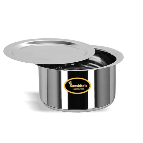 Kanshitas Rasoiware Heavy Gauge Stainless Steel Patila Tope with Lid 2 Ltr