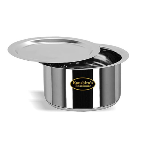 Kanshitas Rasoiware Stainless Steel Induction Bottom Friendly Patila Tope Pot with Lid 3 Liter