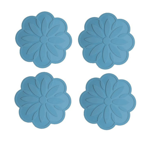 P-Plus International Silicone Pot Holders Mat Jar Opener Spoon Rest Kitchen (Pack of 4 Peacock)