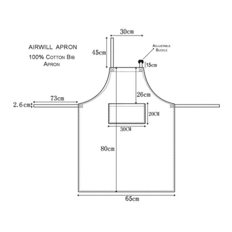 Airwill Cotton Solid Color Aprons Sized 65cm in Width & 80cm in Length with 2 Center Pocket