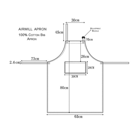 Airwill Cotton Solid Color Aprons Sized 65cm in Width & 80cm in Length