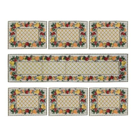 Galaxy Home Decor Dining Table 6 Table Mats with Runner (Mat 13x18 inches and Runner 13x54 inches) Cotton Mat