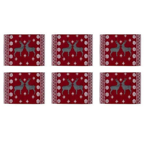 Galaxy Home Decor Dining Table 6 Table Mats with Runner Fabric Deer Multicolor