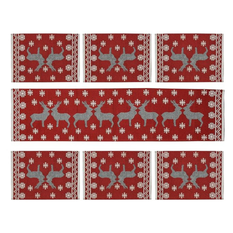 Galaxy Home Decor Dining Table 6 Table Mats with Runner Fabric Deer Multicolor
