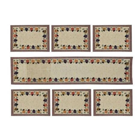 Galaxy Home Decor Fabric Dining Table Runner with 6 Mats Hut