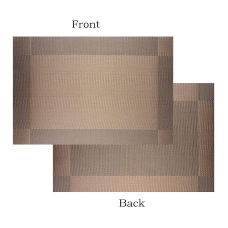 P-Plus International Washable PVC Vinyl Heat Resistant Dinner Table Mats Placement Set of 2 (Brown)