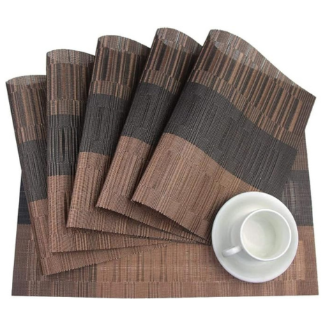 Leeonz Easy to Clean Washable Non-Slip Heat Resistant Table Mats Set of 6 pcs