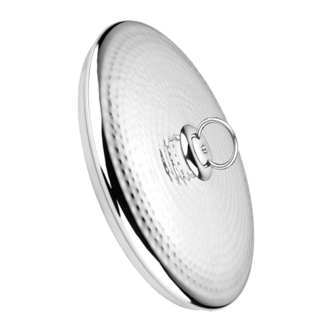 Prabha Stainless Steel 2.1 Litre Deep Pro Light Weight Hammered Kadhai with Lid, 24 cm 1387 gms