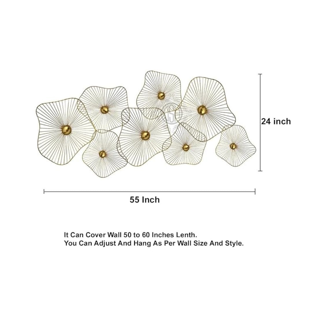 DSH Crafting Your Curiosity Metal Wall Art Set of 8 Pcs Wall Hanging Arts Gold Flowers