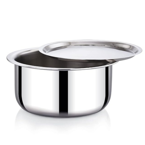 Praylady Stainless Steel Nexon Series Triply Cooking Pot with Lid Capacity 22 cm 4.0 Liter Silver