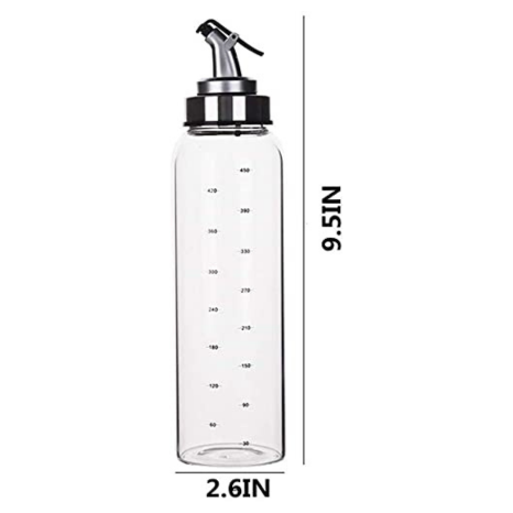 Spatlus Oil Dispenser Bottles with Stainless Steel Automatic Pourers No Drip Glass Oil and Cruet Bottles