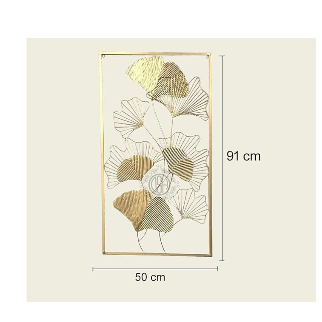 DSH Crafting Your Curiosity Gold Metal Wall Decor Leaf Wall Hanging Sculpture Gold Frame