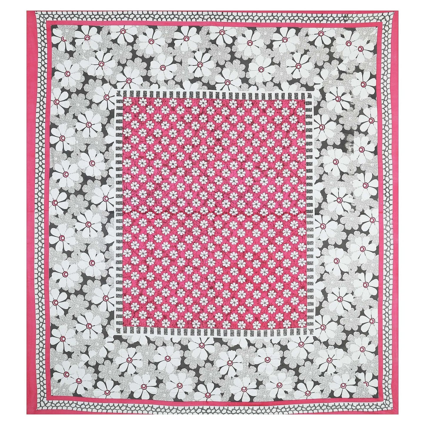 100% Pure Cotton Traditional Printed Bedsheet for Double Bed King Size Bedsheet with 2 Pillow Covers