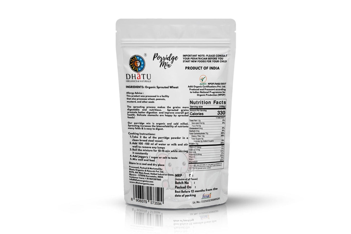 Dhatu Wheat Porridge Mix - 250 gms