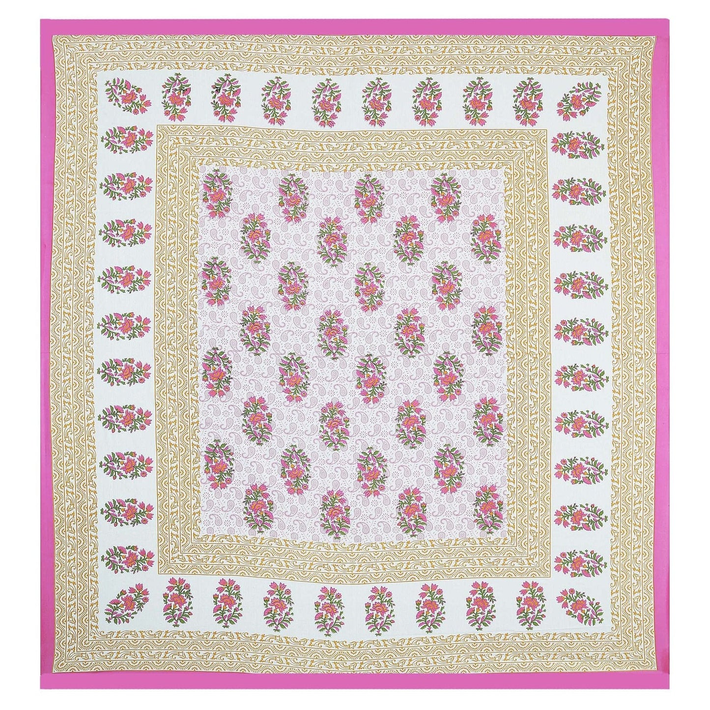 100% Pure Cotton Traditional Printed Bedsheet for Double Bed King Size Bedsheet with 2 Pillow Covers