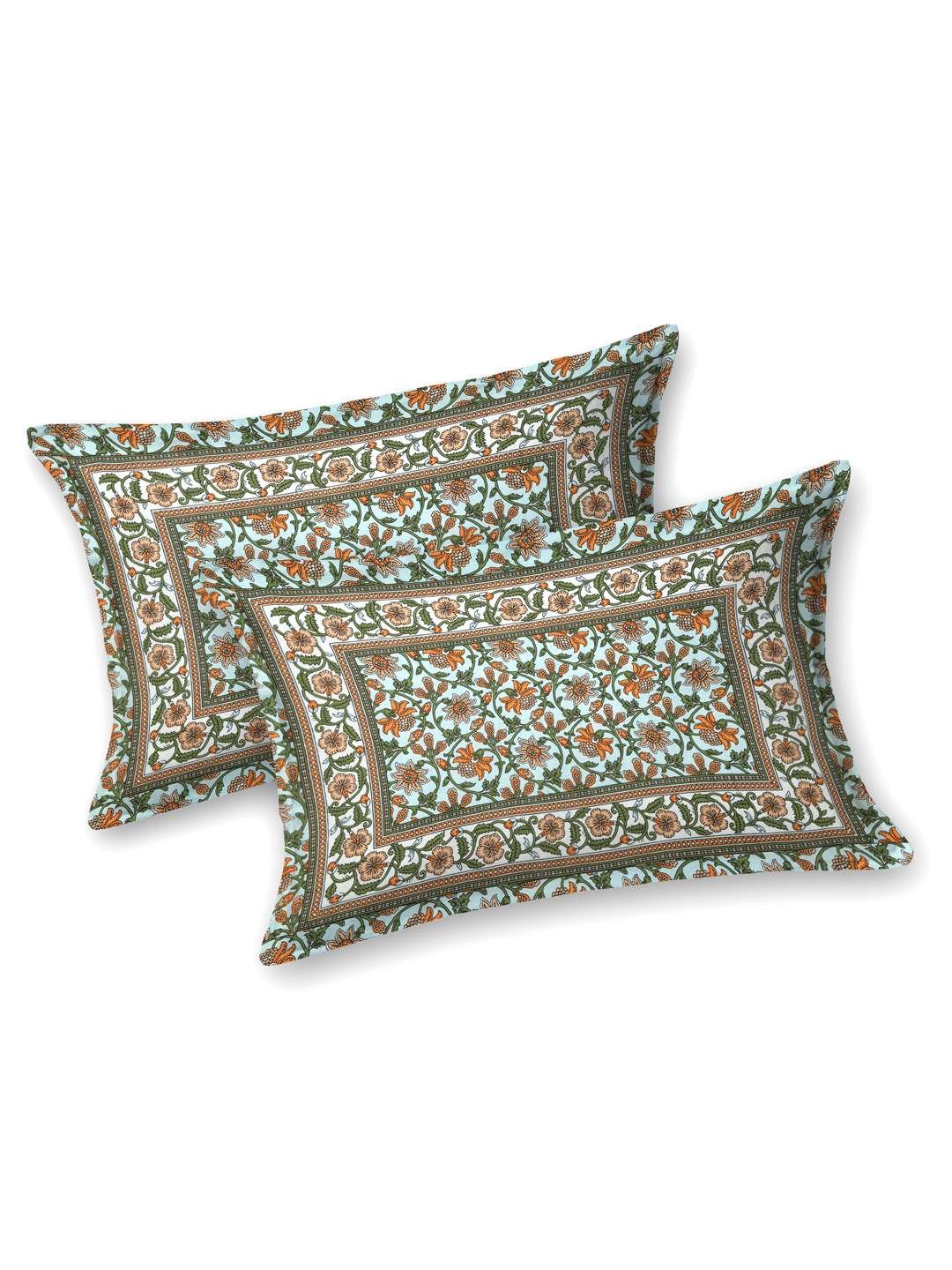 100% Pure Cotton Traditional Printed Bedsheet for Double Bed King Size Bedsheet with 2 Pillow Covers