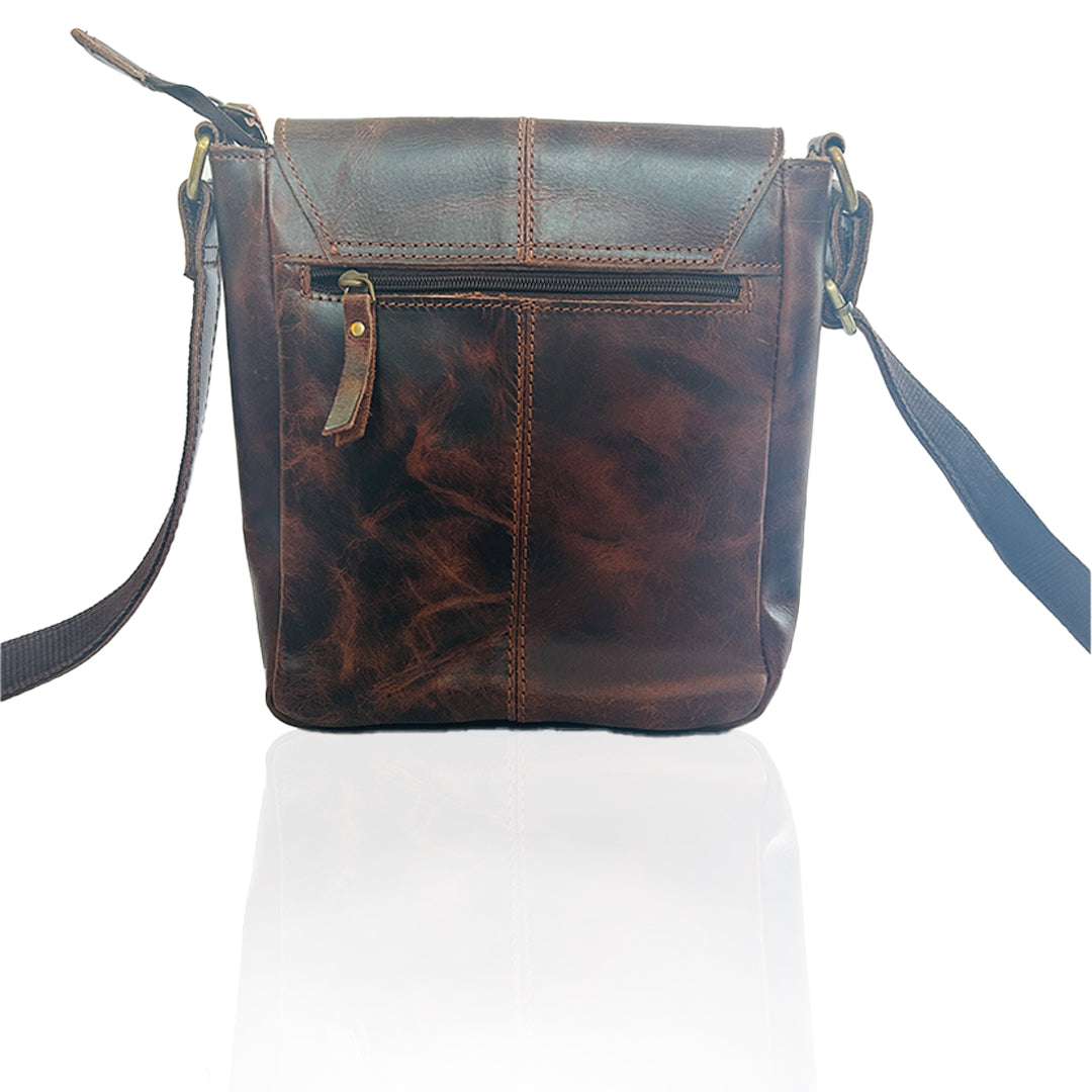 Craftshades -9 inches Brown Colour Buffalo Leather Sling Bag | 100% Genuine Leather