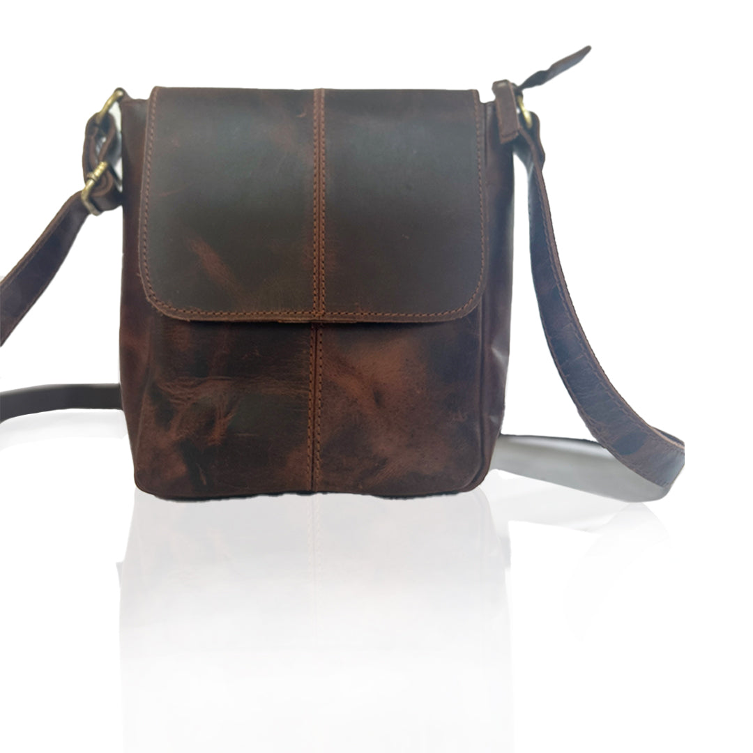 Craftshades -9 inches Brown Colour Buffalo Leather Sling Bag | 100% Genuine Leather