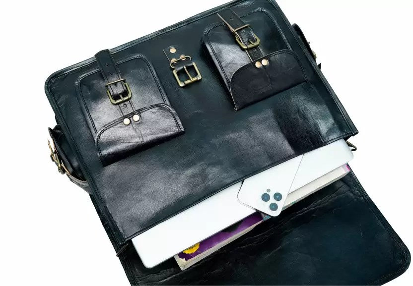Craftshades – 11*15 Inch 4 Pockets Handcrafted Leather Bag| 100% Genuine Leather