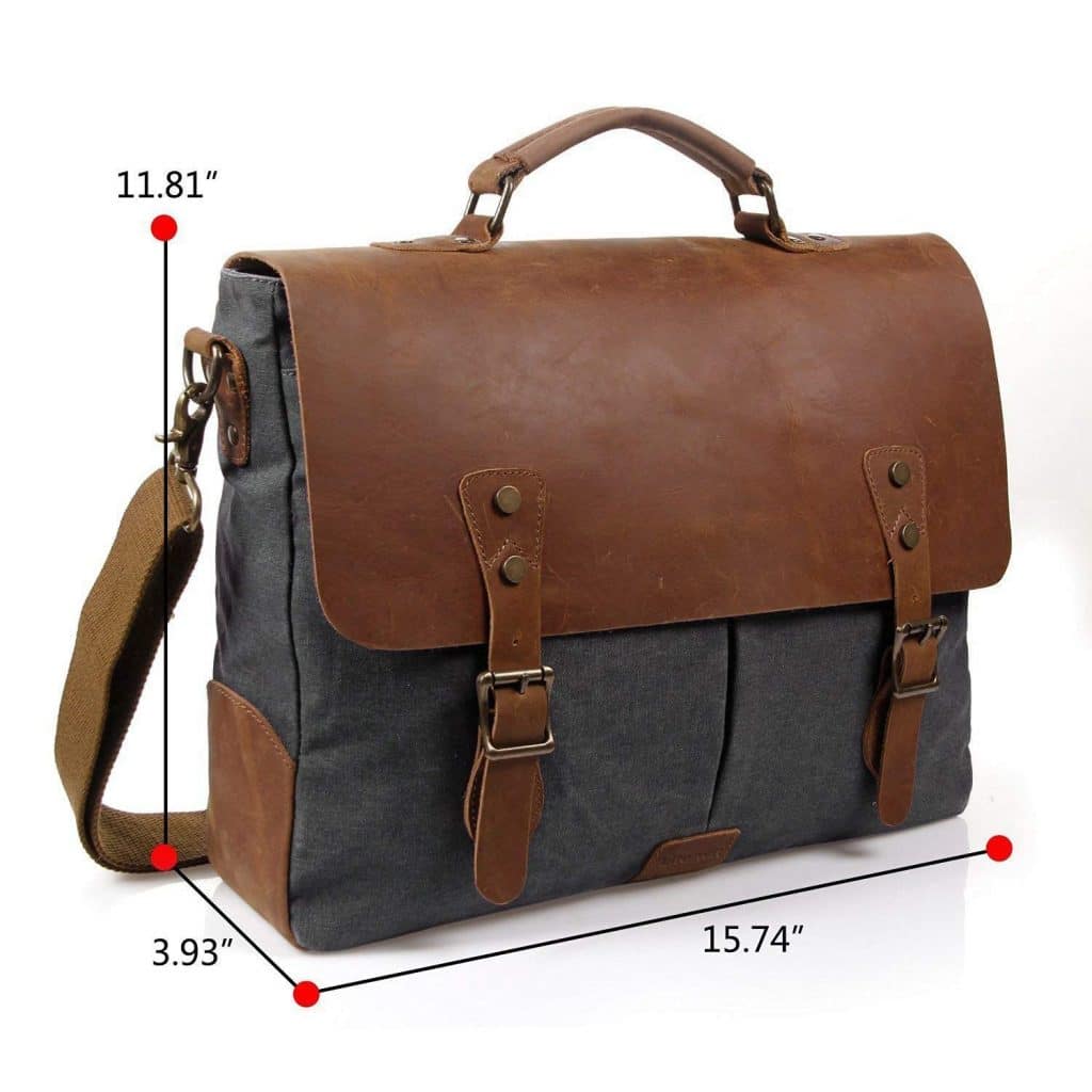 Craftshades – 11*15″ Handcrafted Canvas+ Goat Leather Laptop Bag (Brown) | 100% Genuine Leather