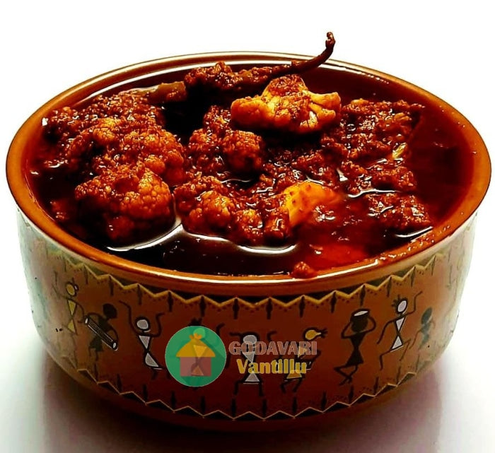 Godavari Vantillu Cauliflower Avakaya - Andhra Style Cauliflower Pickle