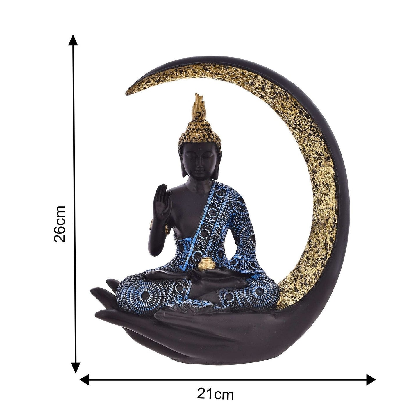 Antique Big Meditating Moon Buddha Statue