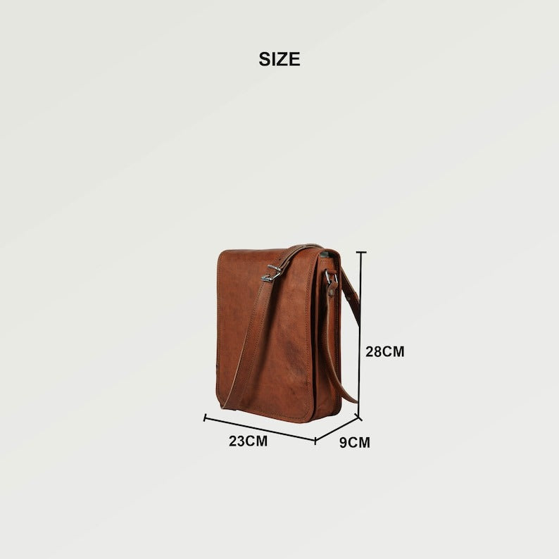 Craftshades – 9*11 inches Full Flap Handcrafted Goat Leather Sling Bag | 100% Genuine Leather