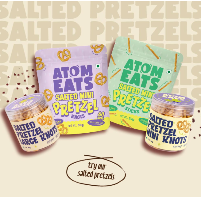 Atom Eats | Salted Large Pretzel Knots - Pack of 2(60G Each Pack)