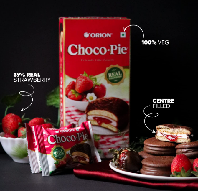 Orion Strawberry Choco Pie - Pack Of 4