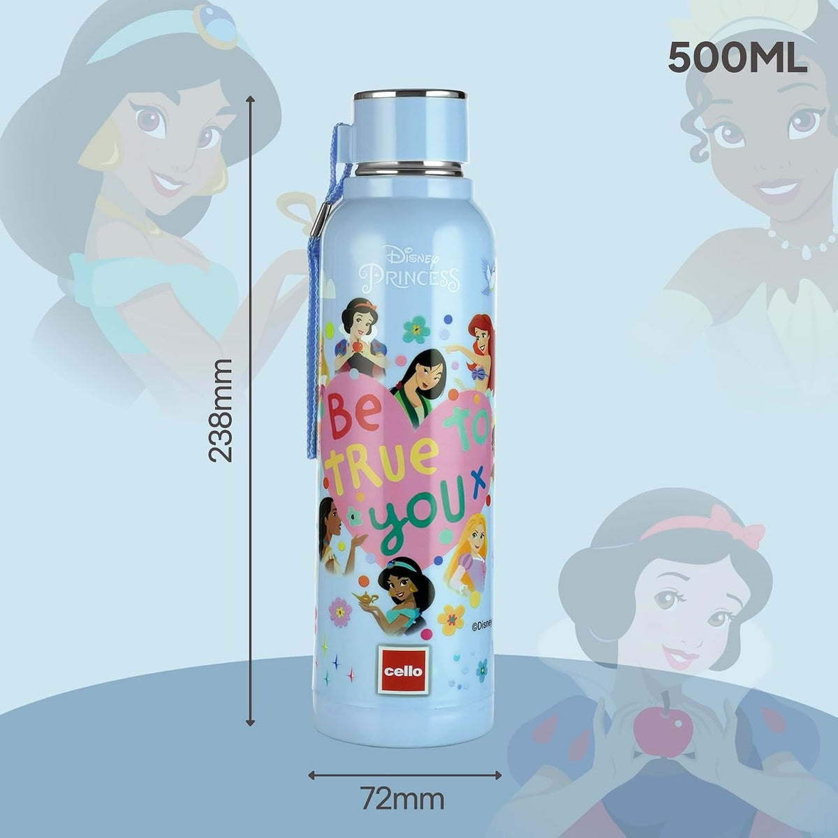 CELLO Puro Steel-X Benz Icon Insulated Water Bottle For Kids 500ml Sky Blue