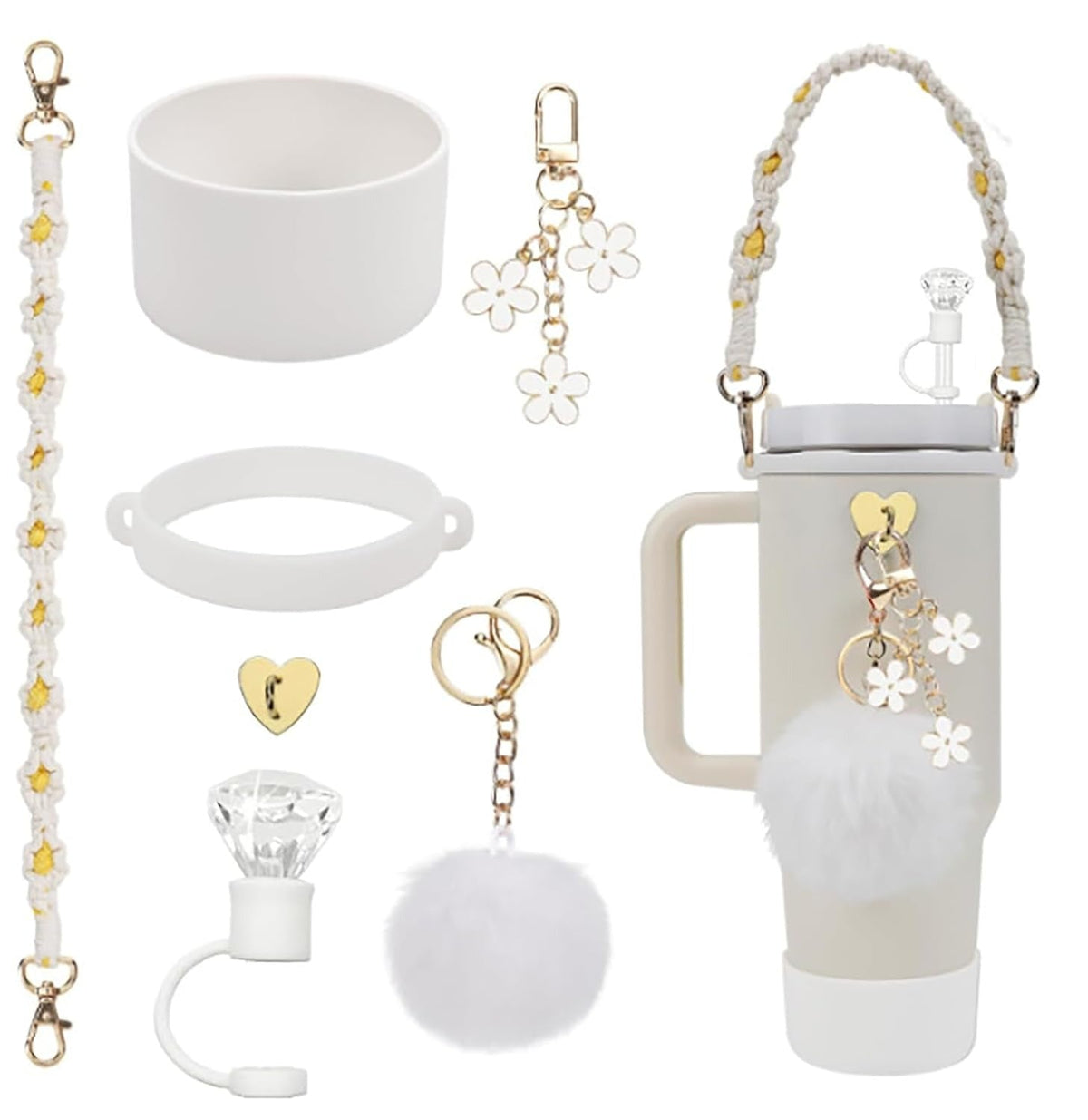 House of Quirk 7 Accessories Set - (White, Tumbler Not Included)