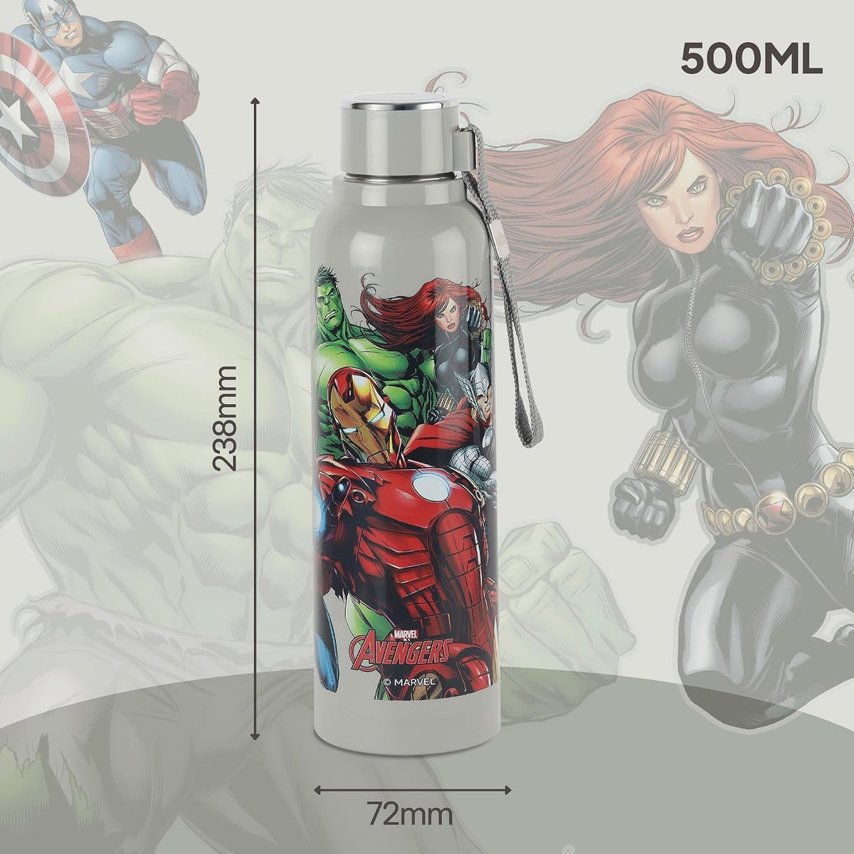 CELLO Puro Steel-X Benz Icon Insulated Water Bottle for Kids 500 ml, Grey