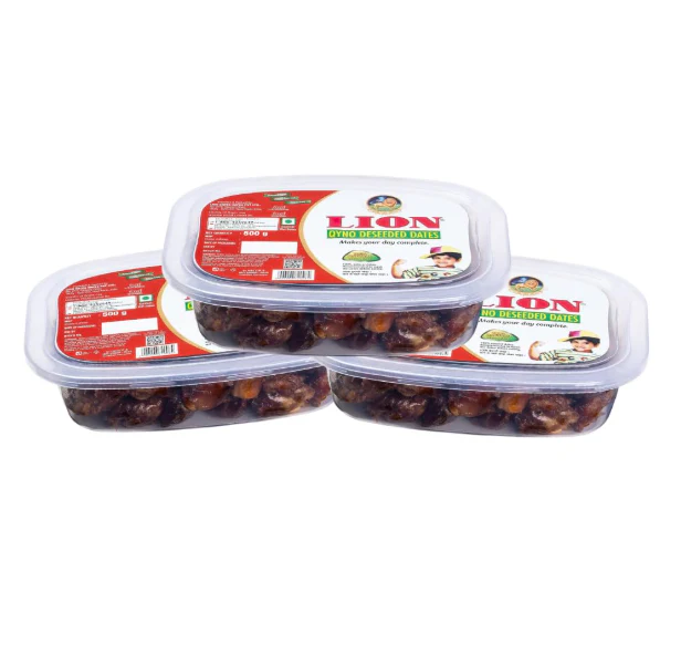 Lion Dates Qyno Deseeded Dates - Pack of 3 (500g Each Pack)