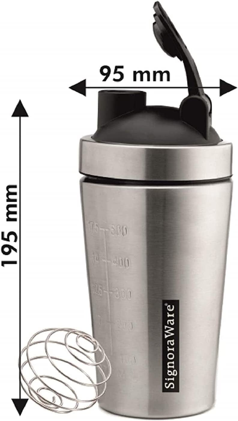 SIGNORA WARE Stainless Steel Shaker, 750ml, Silver, Leakproof, Compact for Protein Shakes & Pre-Workout