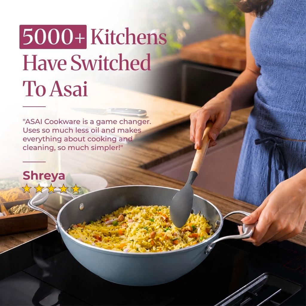 Asai Ceramic Non Stick 3 Pc Cookware Set - Blue