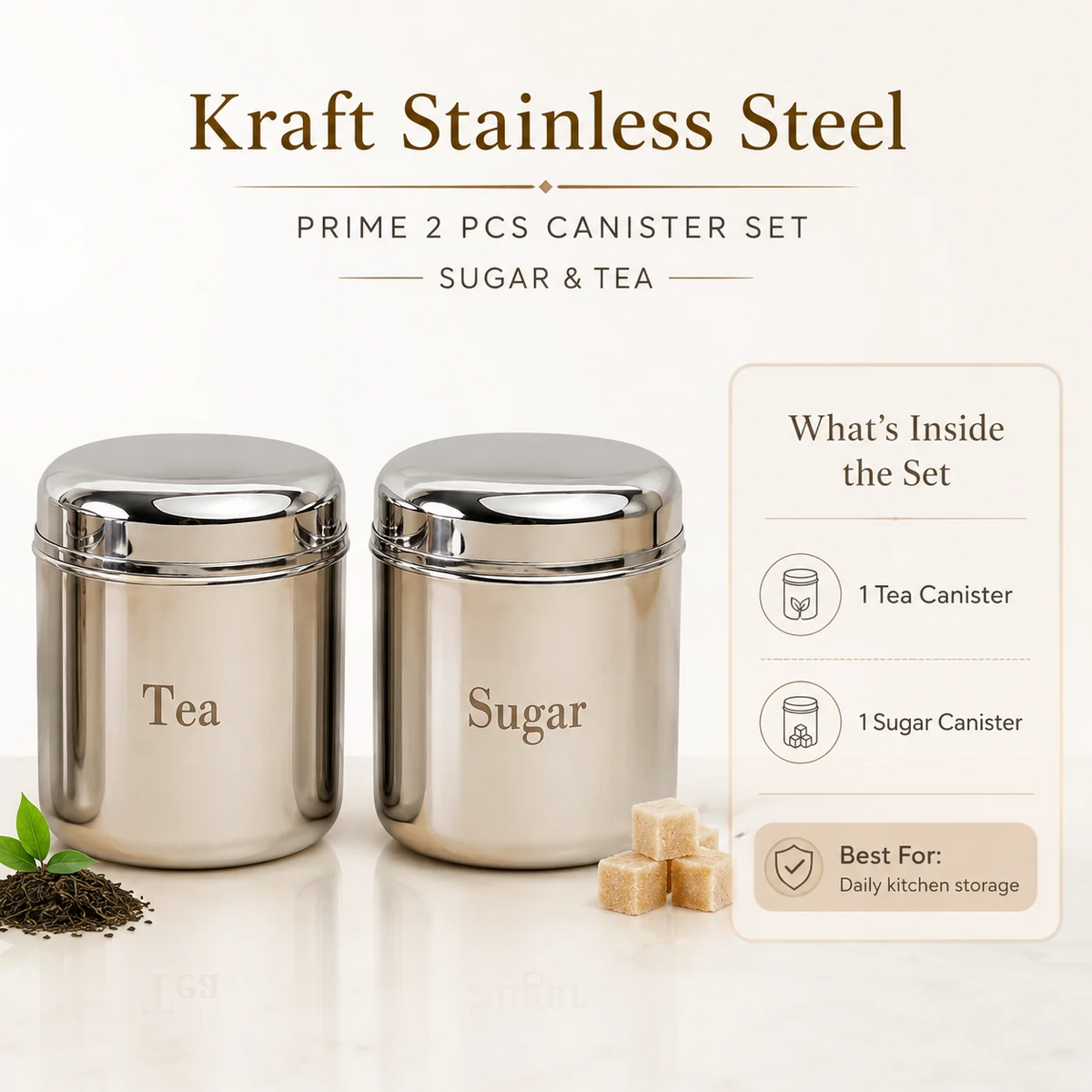 Kraft Prime Stainless Steel Canister Set 2 Pc