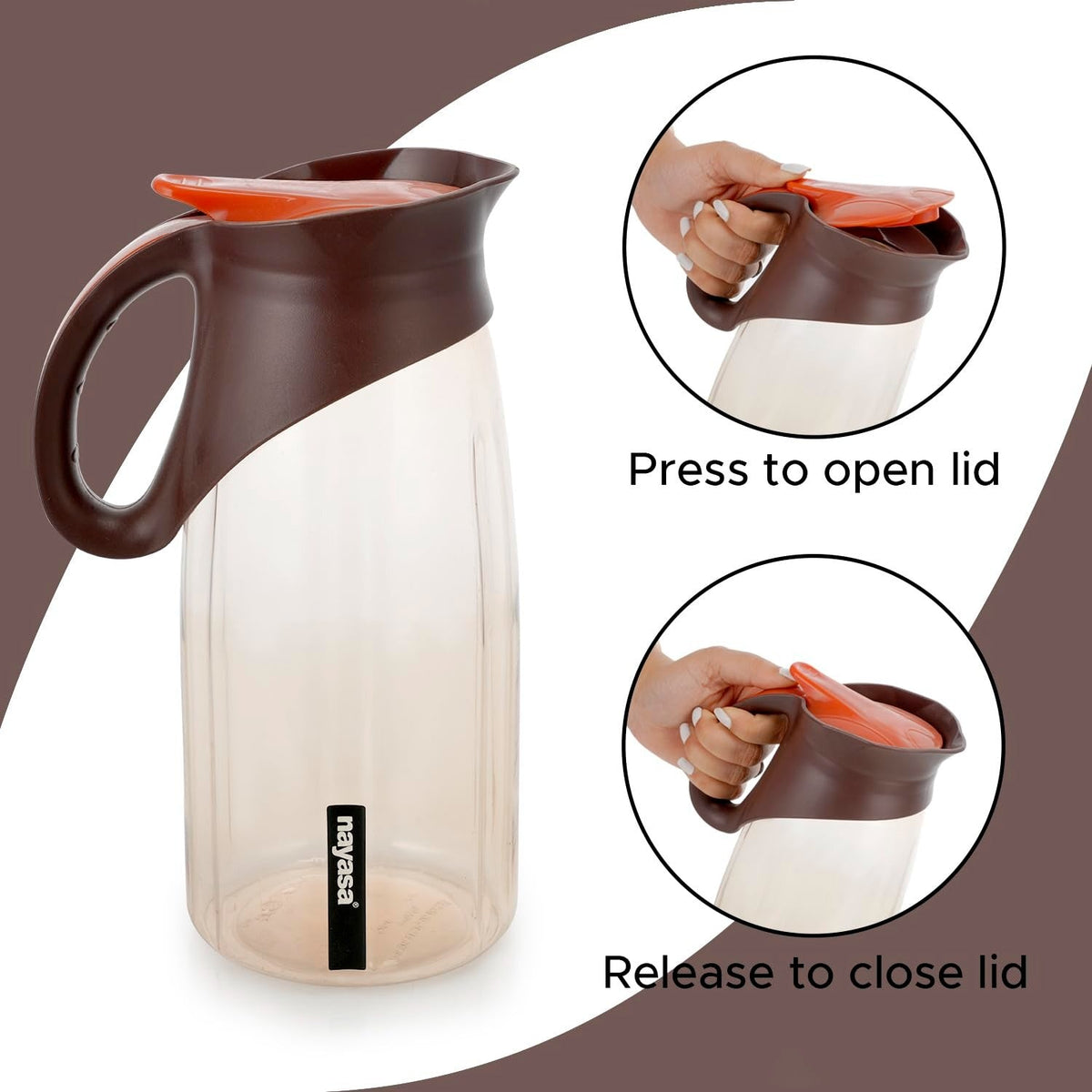 Nayasa Aviator 1650 ml BPA Free Leak Proof Plastic Water Jug - Brown