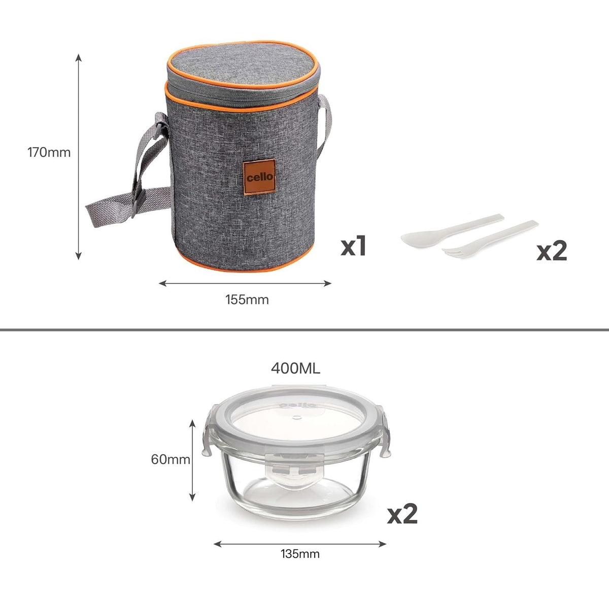 Cello Royale Glass Lunch Box Horizontal