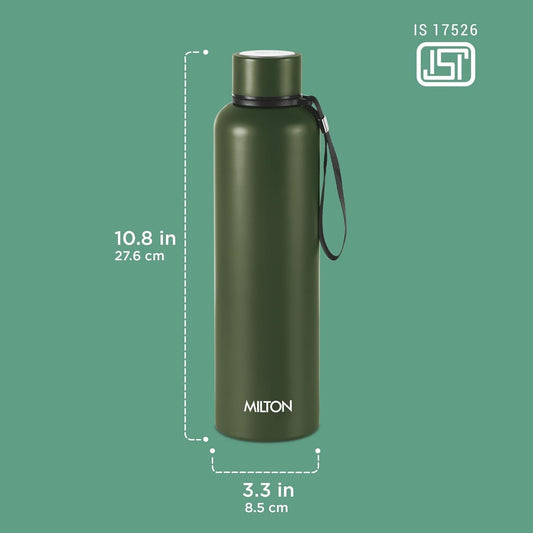 Milton Aura 1000 Thermosteel Water Bottle, 24 Hr Hot and Cold - Military Green