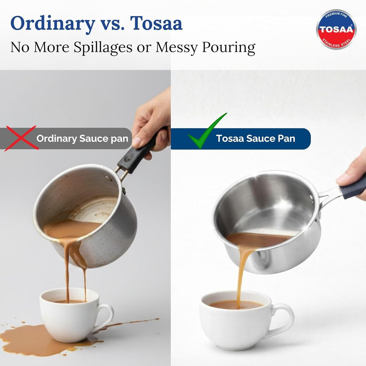Tosaa Triply Mini Sauce Pan 3-Layer Base for Even Heating Milk Water Tea Pan 1 Cup