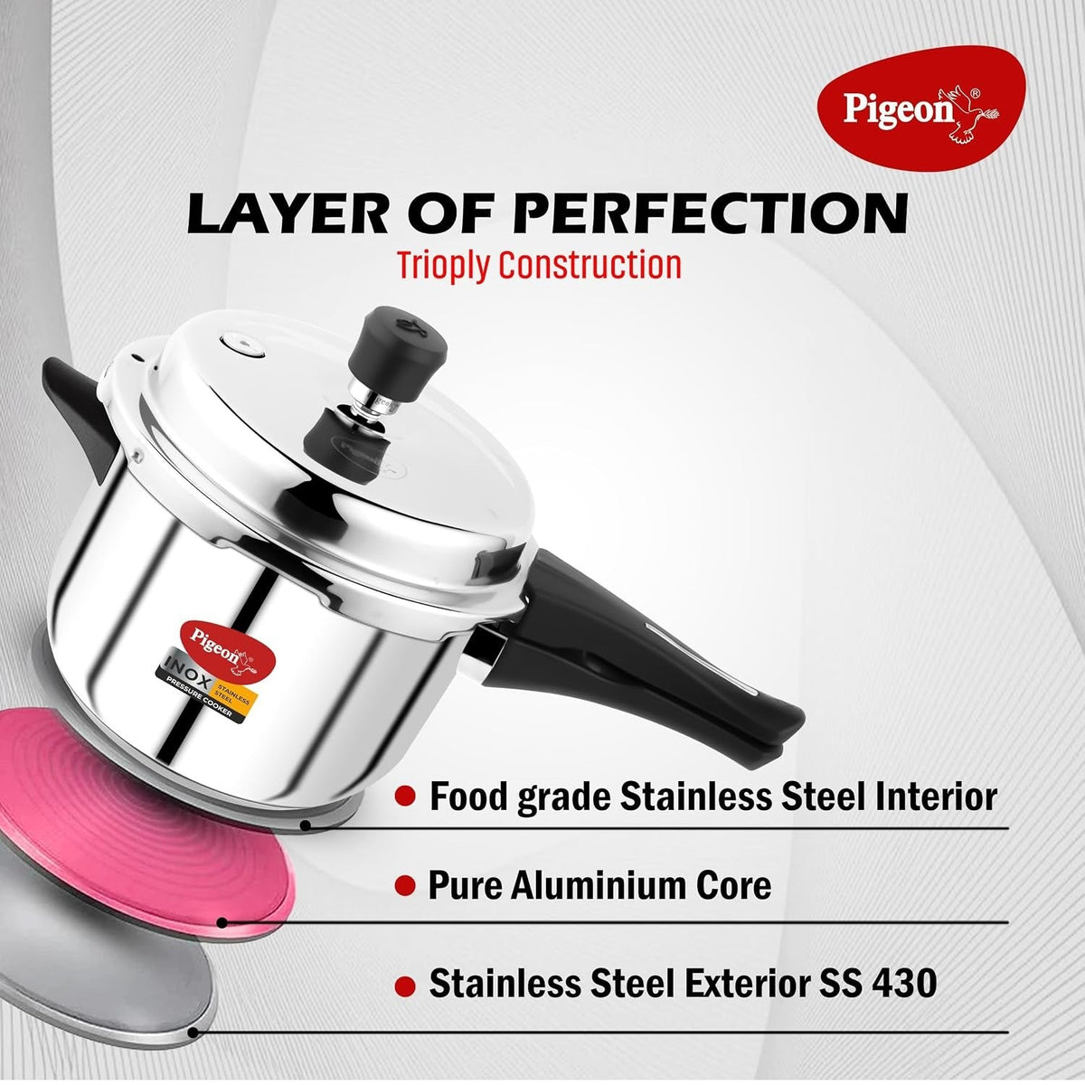 Pigeon by Stovekraft Inox Stainless Steel pressure cooker 5 litre
