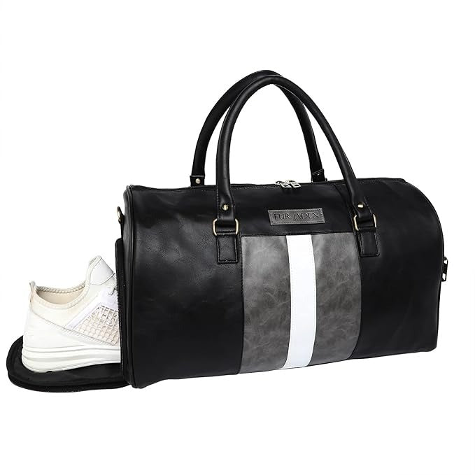 Fur Jaden Weekender Travel Duffle Bag with Separate Shoe/Laundry Compartment for Men & Women Made of Vegan Leather