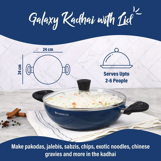 Wonderchef Galaxy Kadhai 24cm 2 Litres Midnight Blue