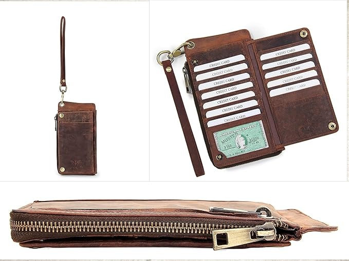 Hunter Leather Phone & Passport Holder Wallet/Card Holder